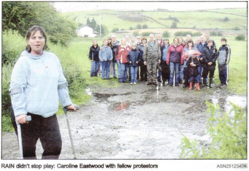 RAIN didn't stop play: Caroline Eastwood with fellow protestors