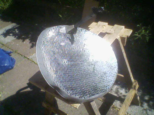 The completed solar reflector.