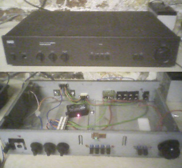 The control centre being engineered from an old amplifier.