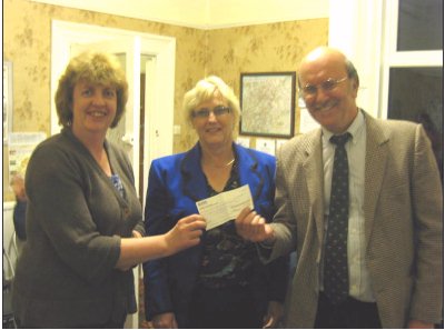 Vivien Carter with Jean Lythgoe (Treasurer) and Brian Stringer (Chairman).