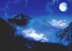 Mountain scene generated by computer